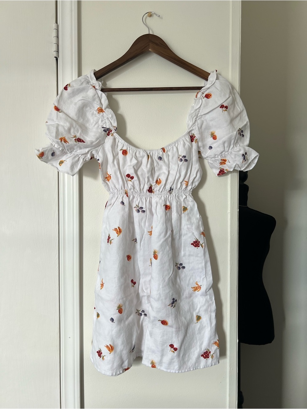 Reformation Linen Puff Sleeve Mini Dress Size Small Cottagecore - Picture 3 of 6